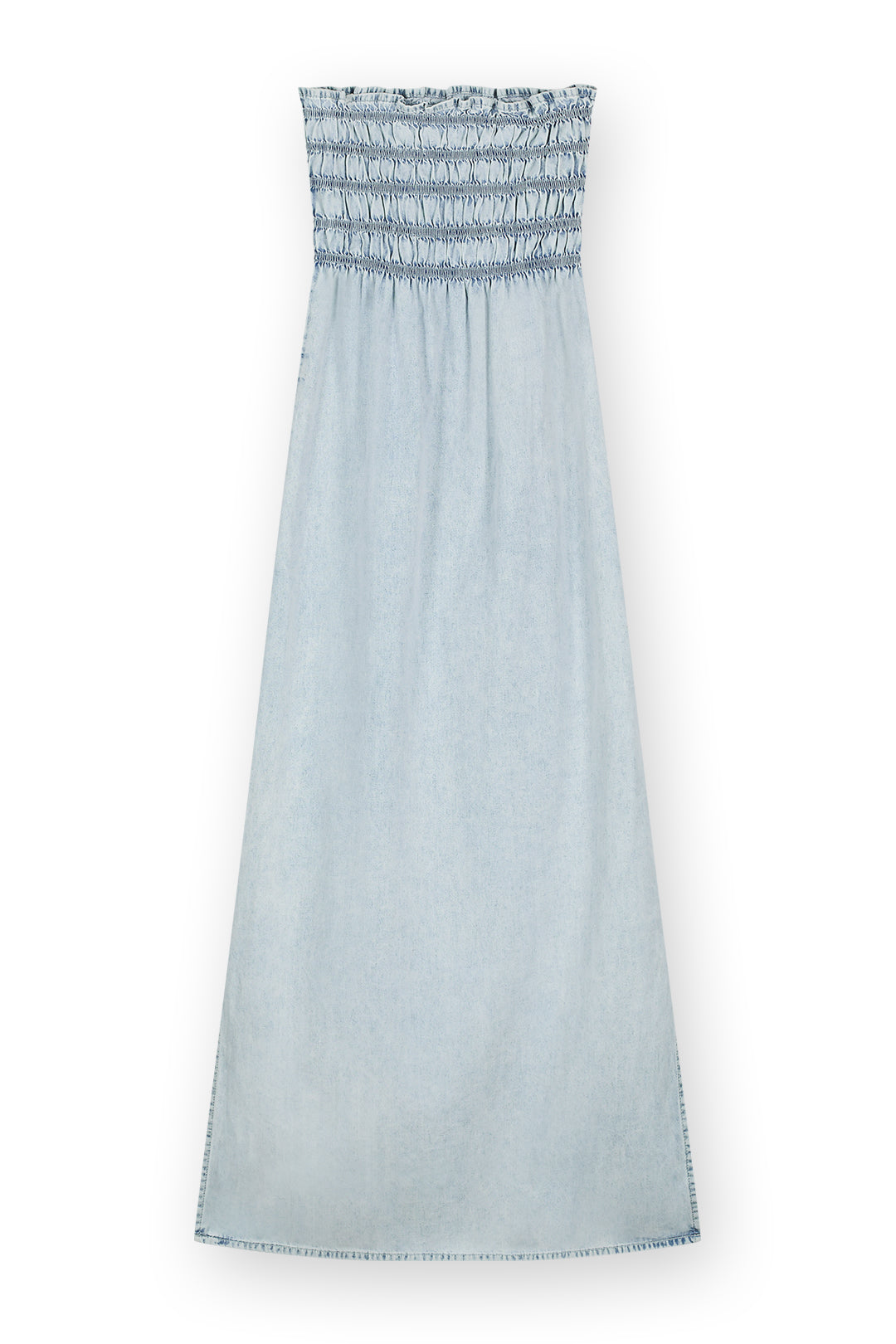 Homage to Denim Jurk strapless denim smocked Jurken
