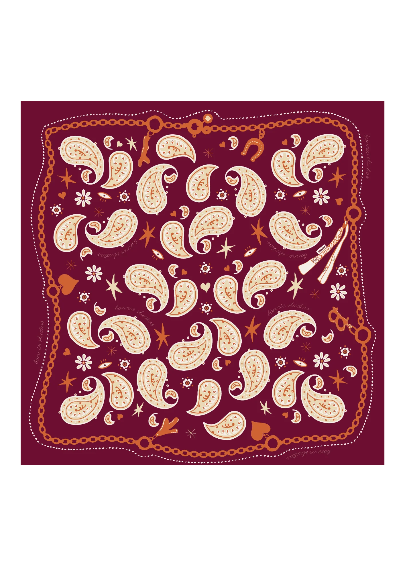 Bonnie Studios Farm Scarf Burgundy Red Accessoires