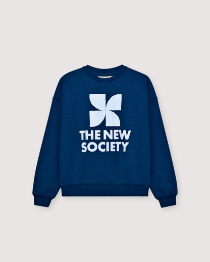 The New Society Logo Sweatshirt Print Ocean Indigo