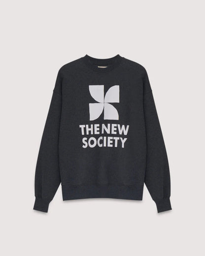 The New Society Logo Sweater Galactic Galactic Grey Melange Truien & Vesten