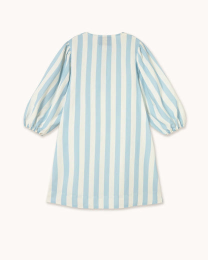 The Tiny Big Sister Wide Stripes Puff Sleeves Dress