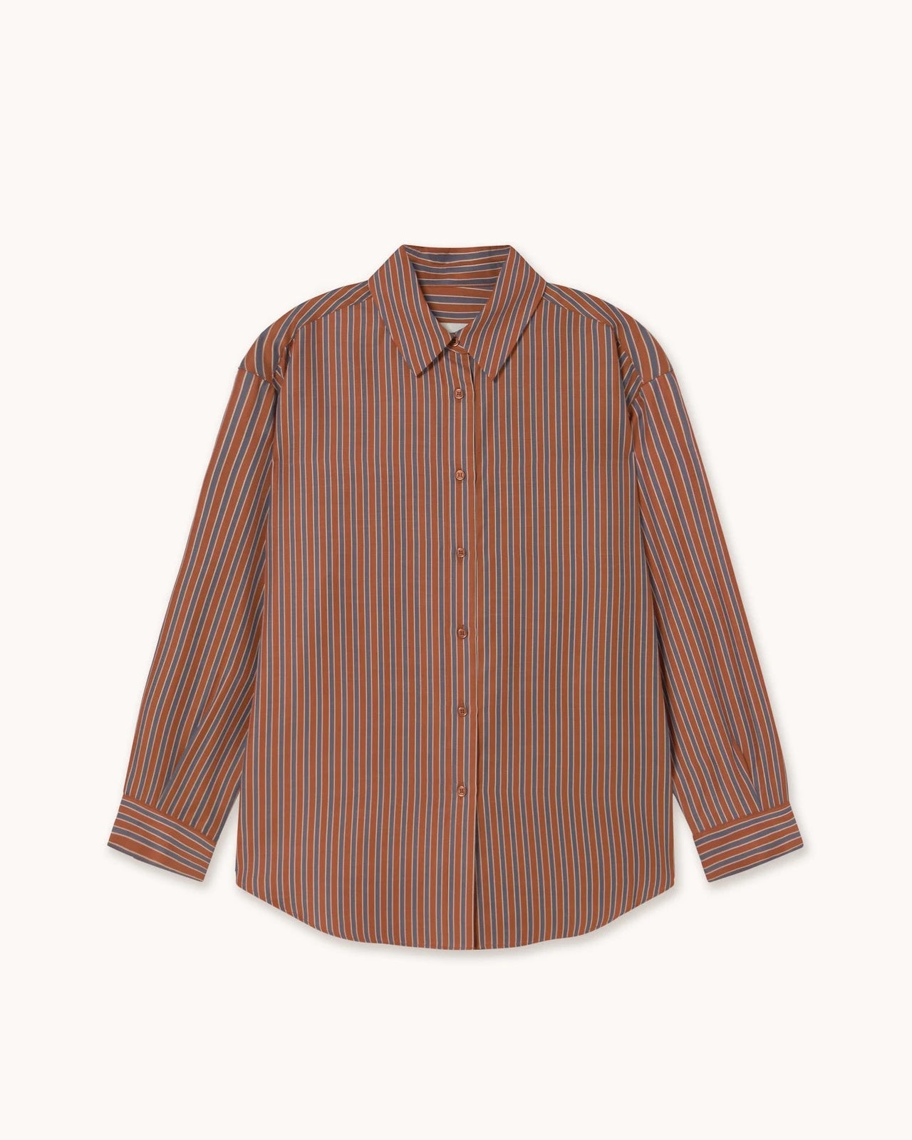 The Tiny Big Sister Striped Relaxed Shirt Brown Blouses