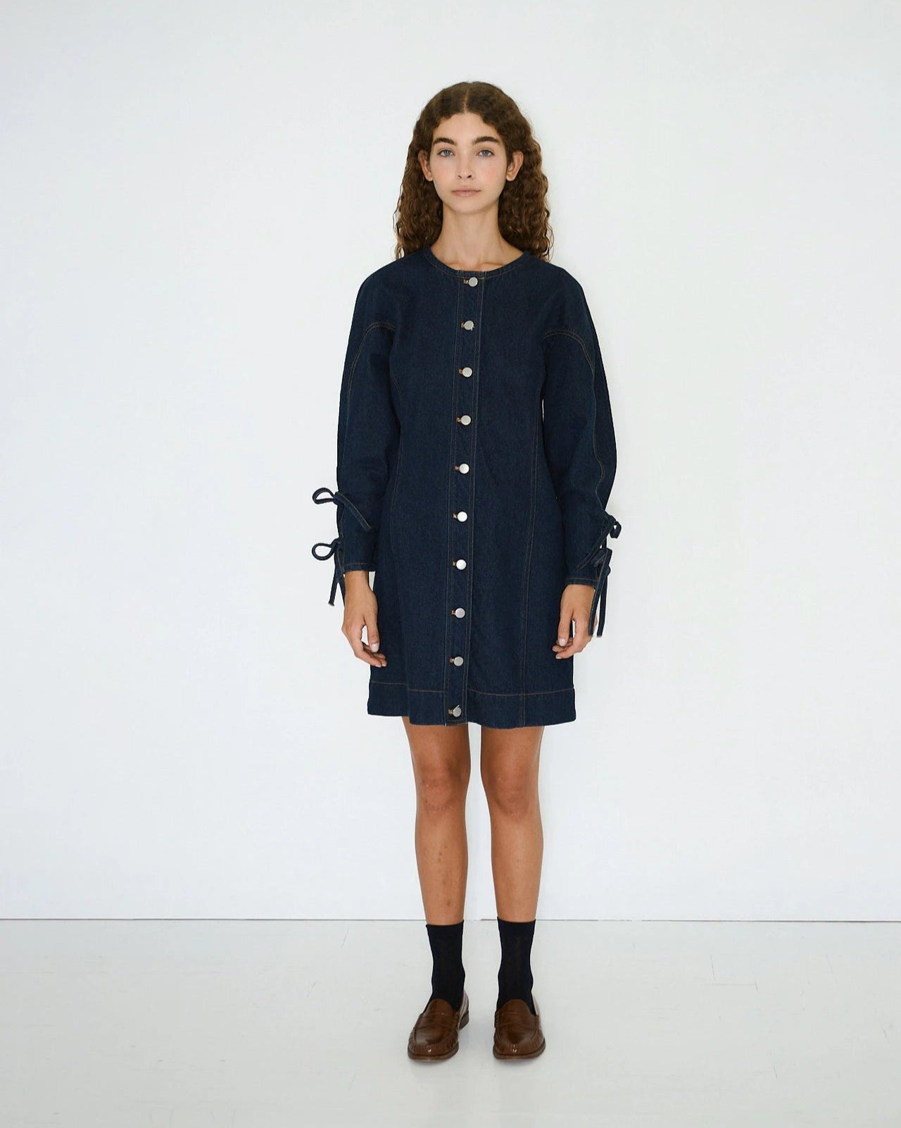 The Tiny Big Sister Lace Denim Mini Dress Jurken