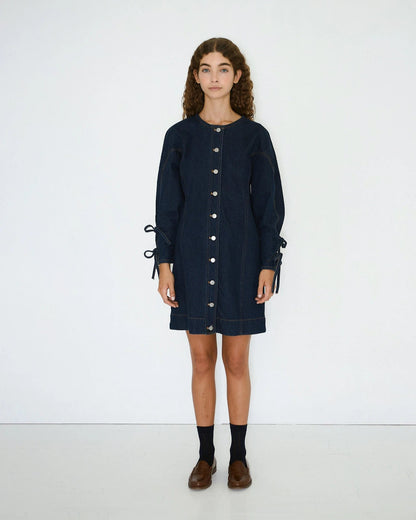 The Tiny Big Sister Lace Denim Mini Dress Jurken