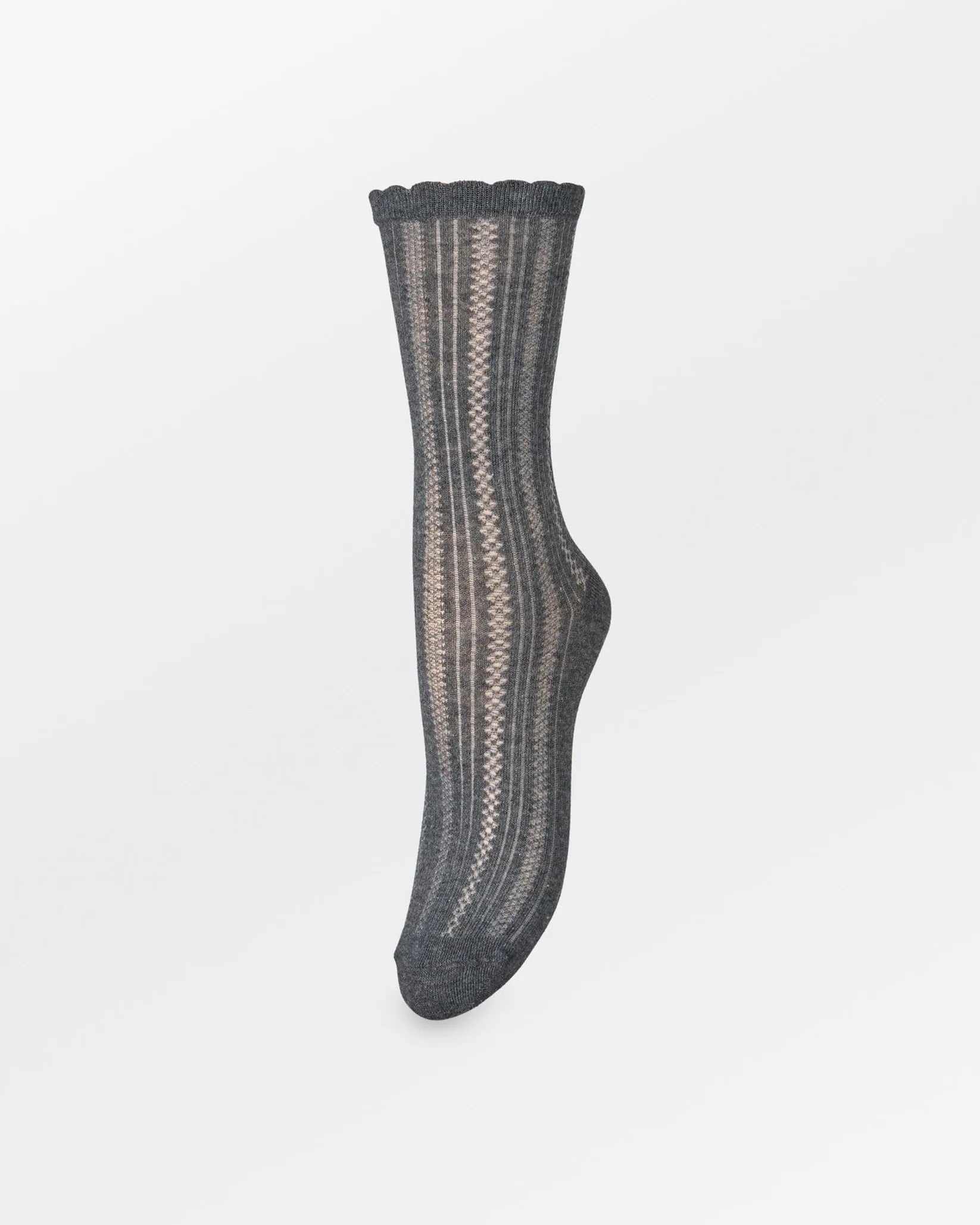 Becksöndergaard Crochia Cotta Sokken Dark Grey Melange Accessoires