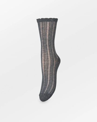 Becksöndergaard Crochia Cotta Sokken Dark Grey Melange Accessoires