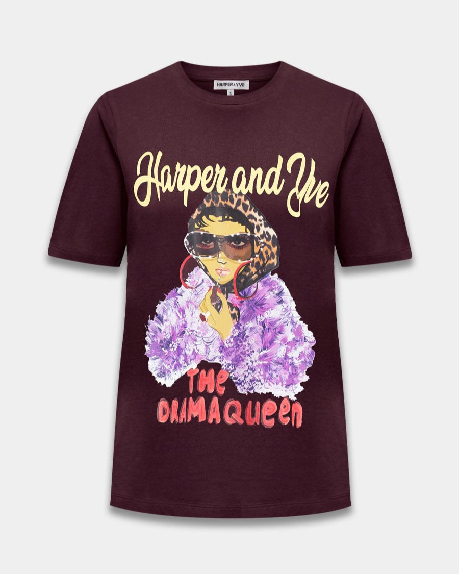 Harper & Yve Drama Queen T-shirt Dark Fudge T-shirts