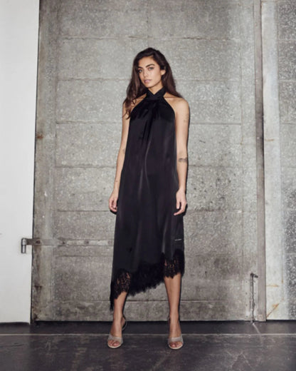 Haute L'amitié Naomi Asym Halter Dress