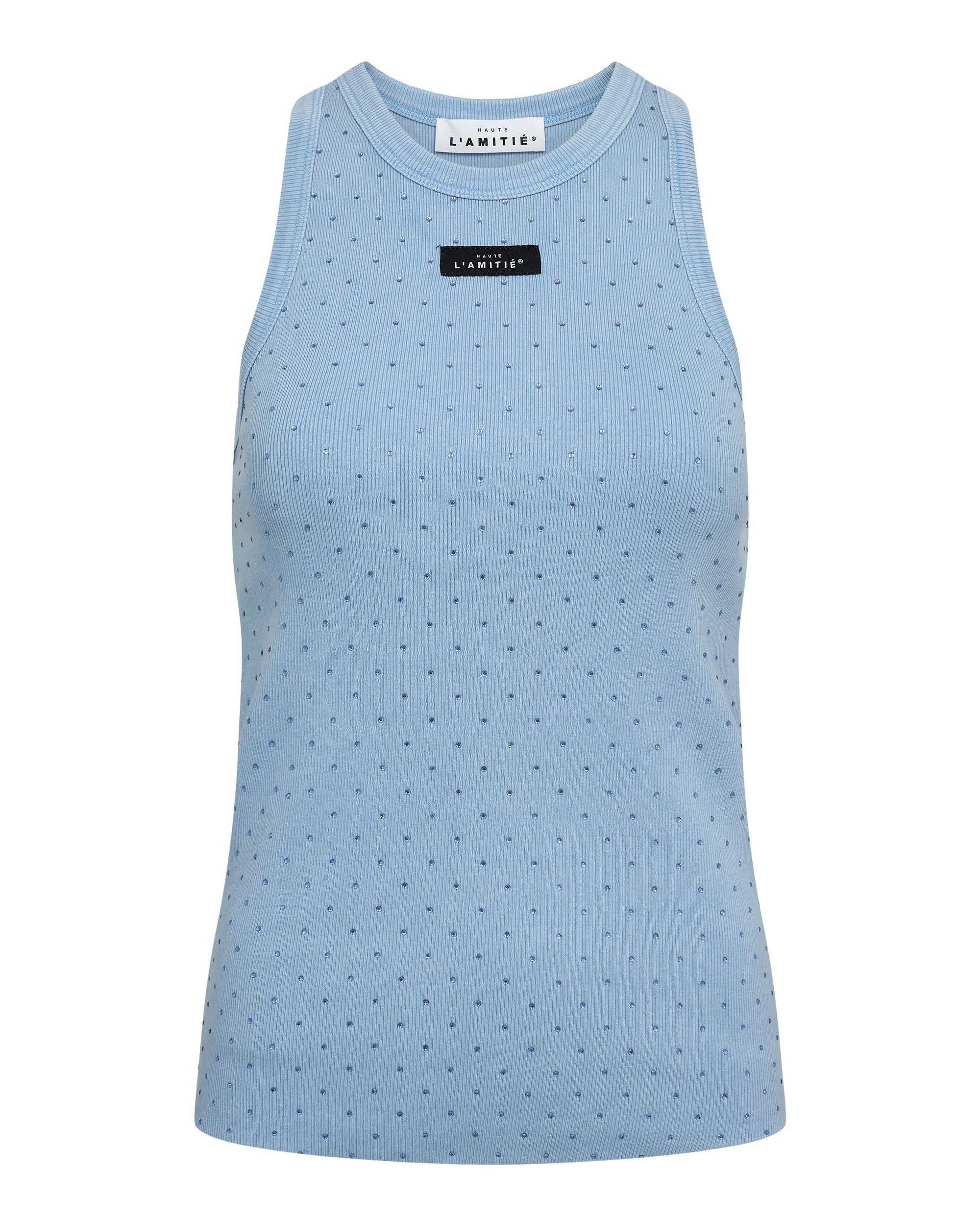 Haute L'amitié Rib Badge Acid Stone Tank Pale Blue Acid Wash