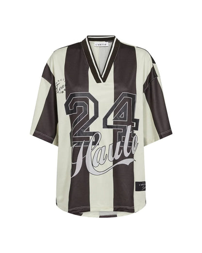 Haute L'amitié 24 SS Stripe Liga T-Shirt Mocca Stripe