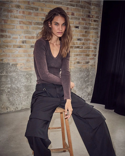 Haute L'amitié Deep V LS Rib Acid T-shirt