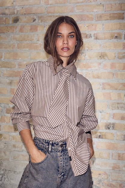 Haute L'amitié Gemma Tie Stripe Blouse