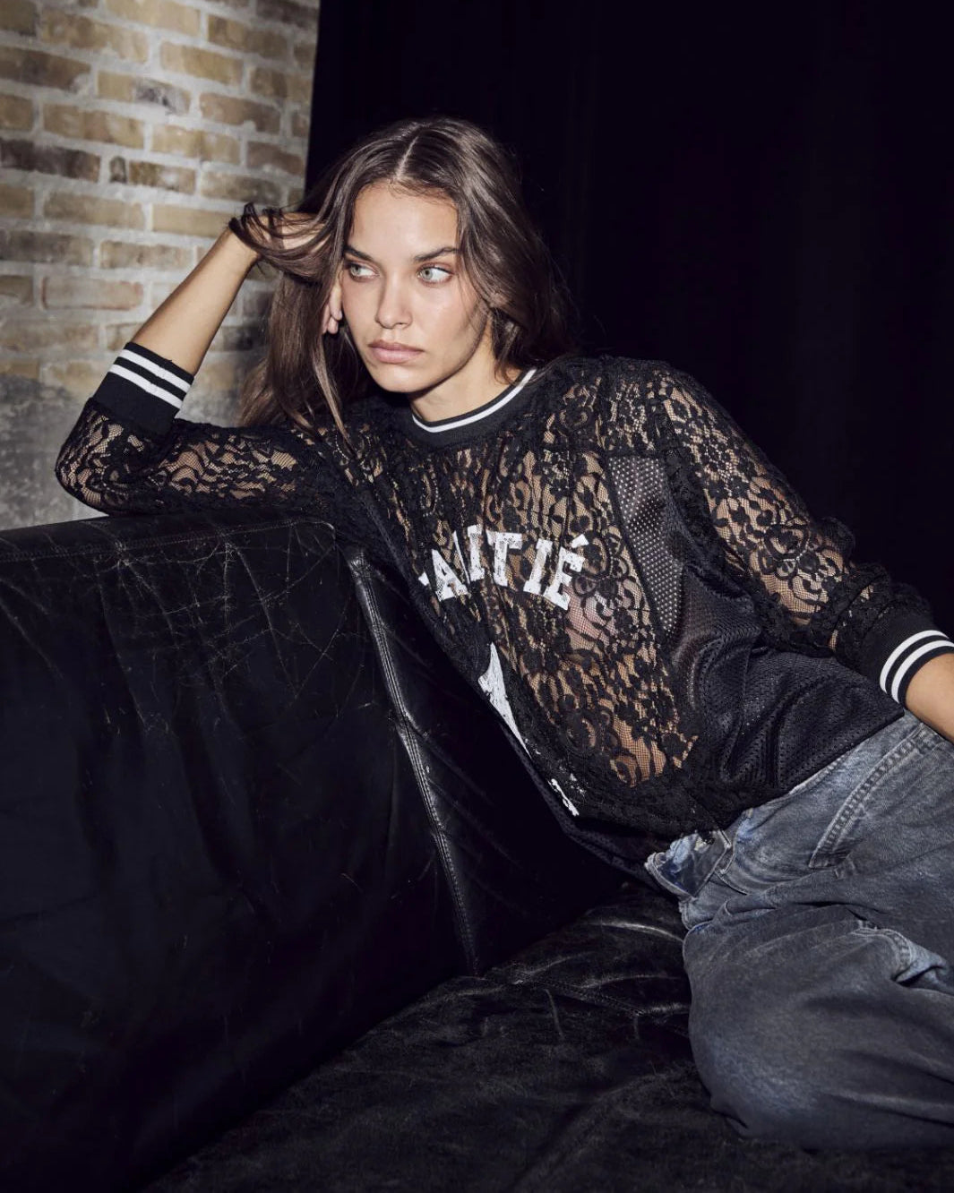 Haute L'amitié Lace LS Football Shirt Blouses